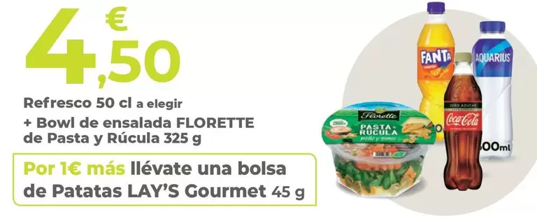 Oferta de Lay's - Refresco + Bowl De Ensalada Florette De Pasta Y Rúcula 325g por 4,5€ en Carrefour Express