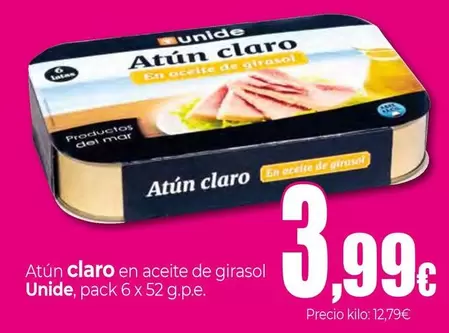 Oferta de Unide - Atún Claro En Aceite De Girasol por 3,99€ en Unide Supermercados