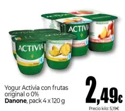 Oferta de Danone - Yogur Activia Con Frutas Original O 0% por 2,49€ en Unide Supermercados