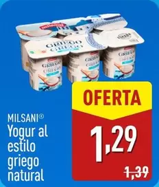 Oferta de Milsani - Yogur Al Estilo Griego Natural por 1,29€ en ALDI