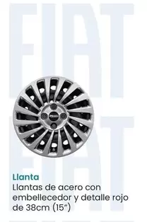 Oferta de Llanta Llantas De Acero Con Embellecedor Y Detalle Rojo en Fiat