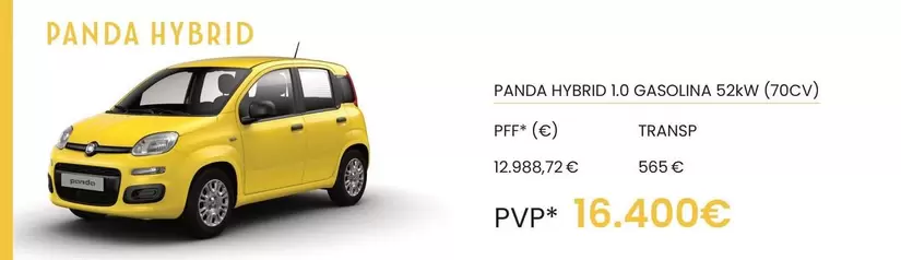 Oferta de Panda - Hybrid 10 Gasolina por 16400€ en Fiat