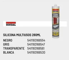 Oferta de Soudal - Silicona Multiusos 280ml Gris Transparente Blanca en Brico Depôt