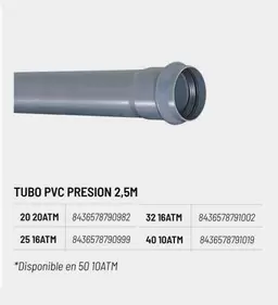 Oferta de PVC - Tubo Pvc Presion 2.5m en Brico Depôt