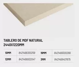 Oferta de Tablero De MDF Natural 2440X1220mm en Brico Depôt