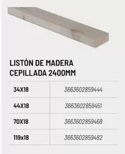 Oferta de Liston De Madera Cepillada 2400mm en Brico Depôt