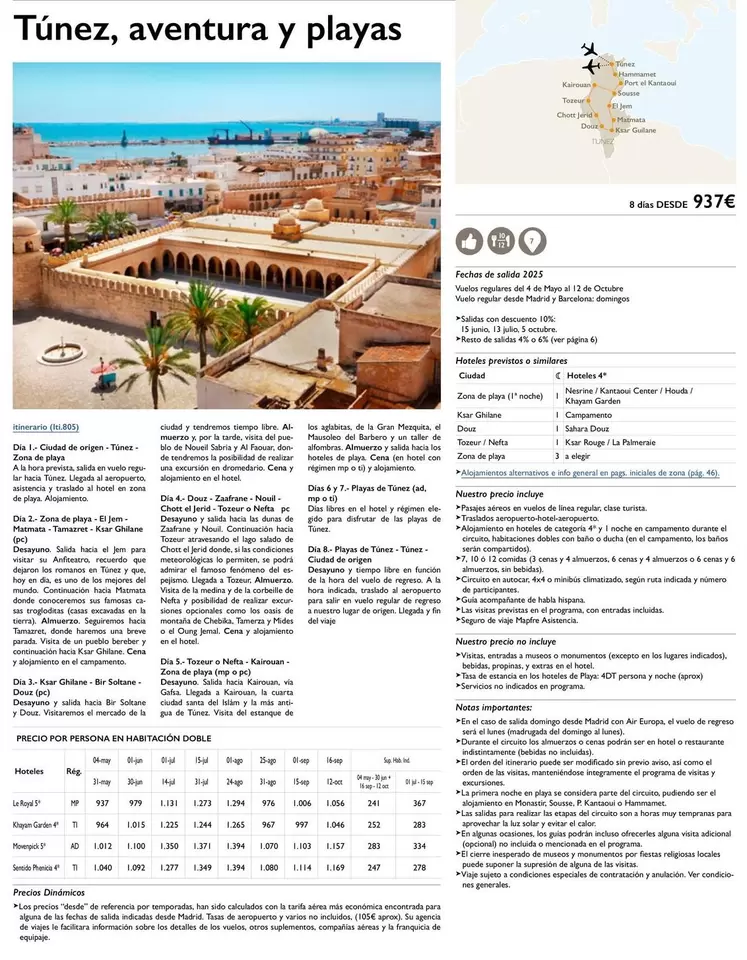 Oferta de Túnez, Aventura Y Playas por 937€ en Nautalia Viajes