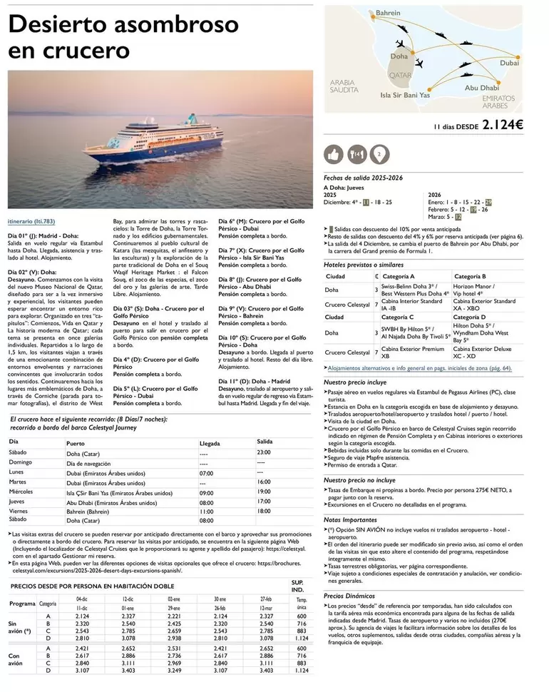 Oferta de Desierto Asombroso En Crucero por 2124€ en Nautalia Viajes