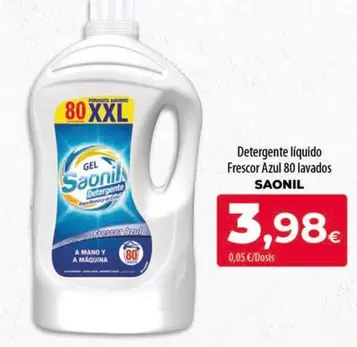 Oferta de Saonil - Detergente Liquido Frescor Azul 80 Lavados por 3,98€ en Spar Tenerife