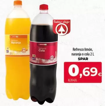 Oferta de Spar - Refresco Limón, Naranja O Cola por 0,69€ en Spar Tenerife