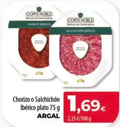 Oferta de Argal - Chorizo O Salchichon Iberico Plato por 1,69€ en Spar Tenerife