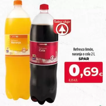 Oferta de Spar - Refresco Limón/ Naranja O Cola por 0,69€ en SPAR Lanzarote