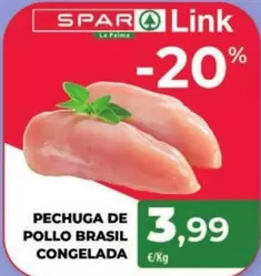 Oferta de Pechuga De Pollo Brasil Congelada por 3,99€ en Spar La Palma