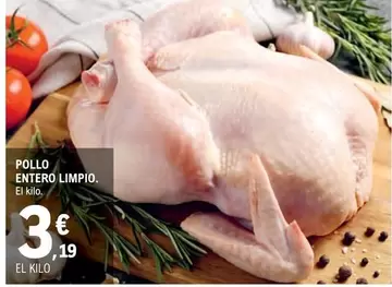 Oferta de Pollo Entero Limpio por 3,19€ en E.Leclerc