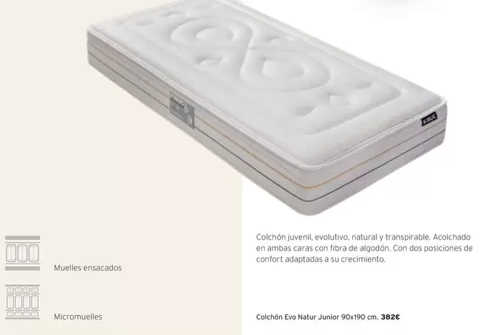 Oferta de Colchon Evo Natur Junior por 382€ en Centro Hogar Sanchez