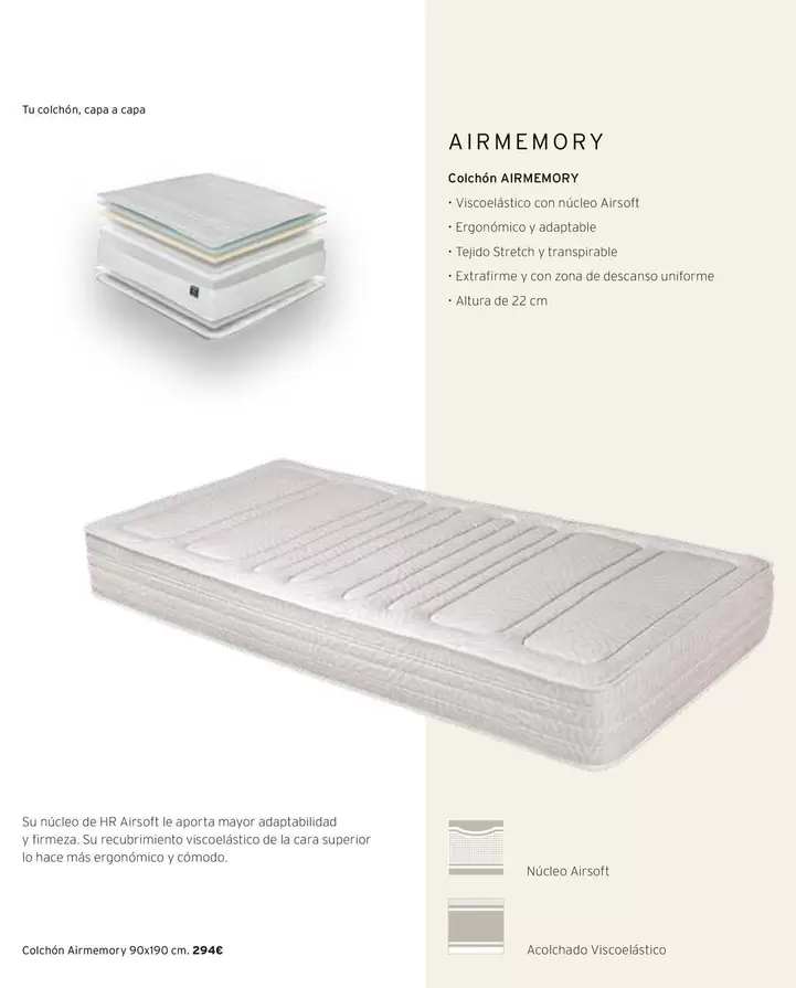 Oferta de Airmemory/ Colchon por 294€ en Centro Hogar Sanchez