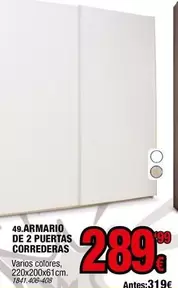 Oferta de Armario De 2 Puertas Correderas por 289,99€ en Rapimueble