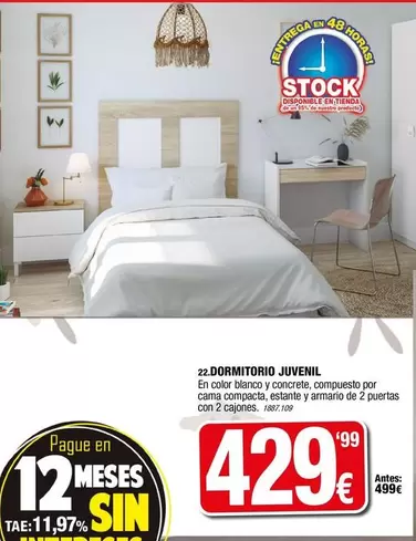 Oferta de Blanco - Dormitorio Juvenil por 429,99€ en Rapimueble