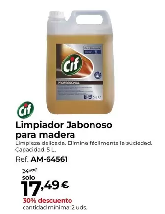 Oferta de Cif - Limpiador Jabonoso Para Madera por 17,49€ en Staples Kalamazoo