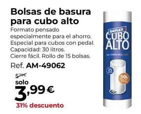 Oferta de Saplex - Bolsas De Basura Para Cubo Alto por 3,99€ en Staples Kalamazoo