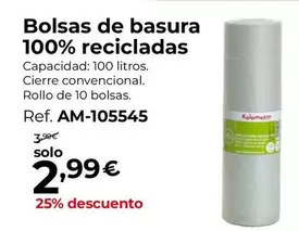 Oferta de Solo - Bolsas De Basura 100% Recicladas por 2,99€ en Staples Kalamazoo