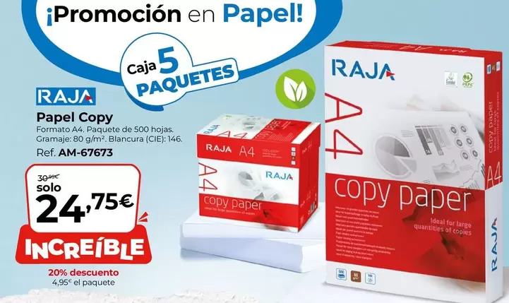 Oferta de Raja - Papel Copy por 24,75€ en Staples Kalamazoo