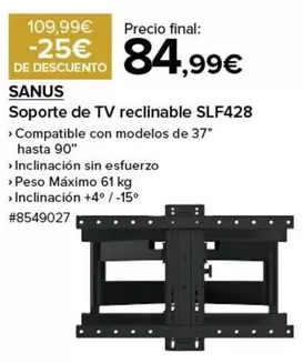 Oferta de Soporte De Tv Reclinable Slf428 por 84,99€ en Costco