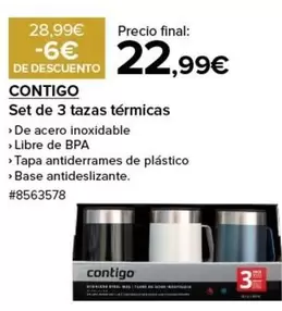 Oferta de Set De 3 Tazas Térmicas por 22,99€ en Costco