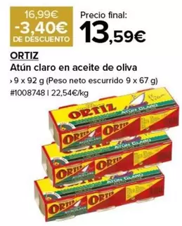 Oferta de Ortiz - Atún Claro En Aceite De Oliva por 13,59€ en Costco