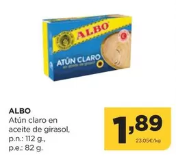 Oferta de Albo -  Atún Claro En Aceite De Girasol por 1,89€ en Alimerka