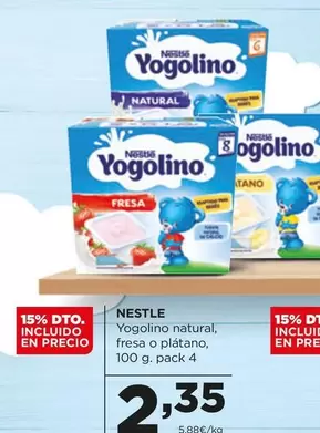 Oferta de Nestlé - Yogolino Natural Fresa O Platano por 2,35€ en Alimerka