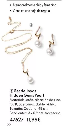 Oferta de Set De Joyas Hidden Gems Pearl por 11,99€ en Oriflame