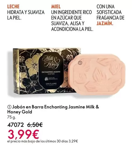 Oferta de Oriflame - Jabon En Barra Enchanting Jasmine Milk & Honey Gold por 3,99€ en Oriflame