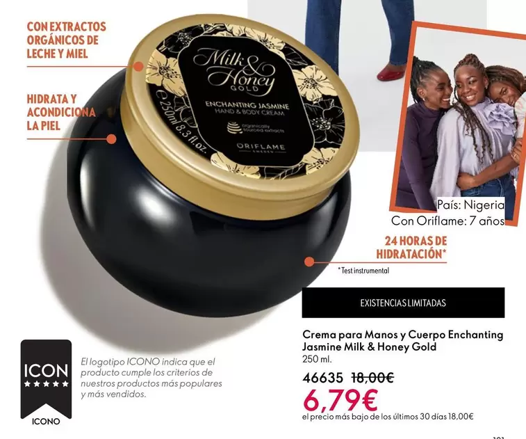 Oferta de Oriflame - Crema Para Manos Y Cuerpo Enchanting Jasmine Milk & Honey Gold por 6,79€ en Oriflame