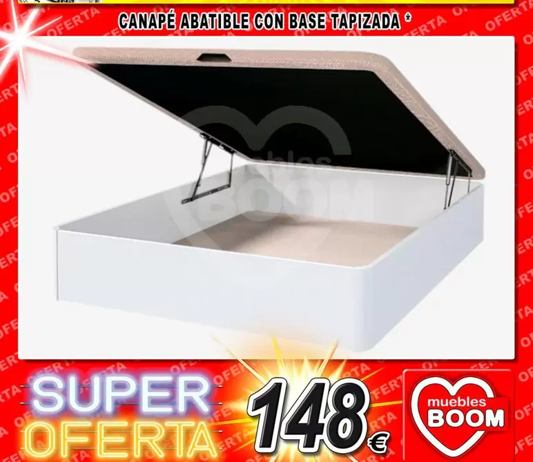 Oferta de Canapé Abatible Con Base Tapizada por 148€ en Muebles Boom