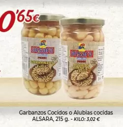 Oferta de Alsara - Garbanzos Cocidos O Alubias Cocidas por 0,65€ en Alsara Supermercados