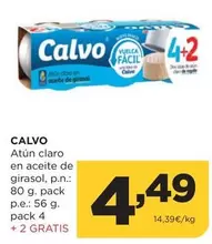 Oferta de Calvo - Atun Claro En Aceite De Girasol por 4,49€ en Alimerka