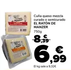 Oferta de El Ratón De Manzer - Cuña Queso Mezcla Curado O Semicurado por 6,99€ en Supeco