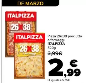 Oferta de Italpizza - Pizza 26x38 Prociutto O Formaggi por 2,99€ en Supeco