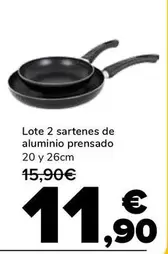 Oferta de Lote 2 Sartenes De Aluminio Prensado por 11,9€ en Supeco