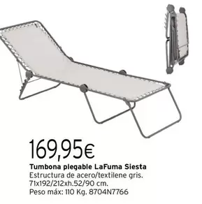 Oferta de Tumbona Plegable LaFuma Siesta por 169,95€ en Cadena88