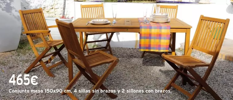 Oferta de Conjunto Mesa 150/90 Cm, 4 Sillas Sin Brazos Y 2 Sillones Con Brazos por 465€ en Cadena88