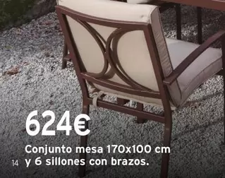 Oferta de Conjunto Mesa Y 6 Sillones Con Brazos por 624€ en Cadena88