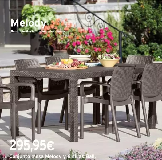 Oferta de Melody - Conjunto Mesa  Y 6 Sitas Ball por 295,95€ en Cadena88