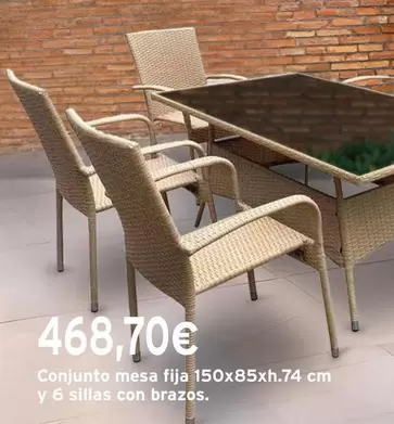 Oferta de Conjunto Mesa Fija 150x85xh.74 Cm Y 6 Sillas Con Brazos por 468,7€ en Cadena88