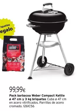 Oferta de Weber - Pack Barbacoa Weber Compact Kettle por 99,99€ en Cadena88