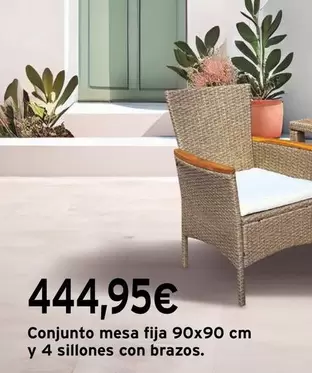 Oferta de Conjunto Mesa Fija 90x90 Cm Y 4 Sillones Con Brazos por 444,95€ en Cadena88