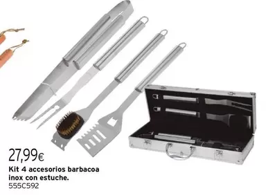 Oferta de Kit 4 Accesorios Barbacoa Inox Con Estuche por 27,99€ en Cadena88