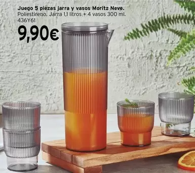 Oferta de Moritz - Juego 5 Piezas Jarra Y Vasos por 9,9€ en Cadena88