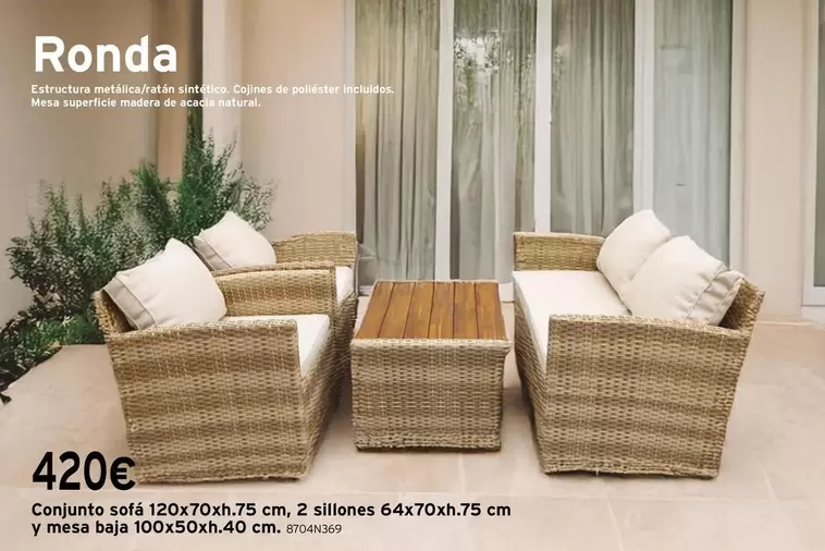 Oferta de Conjunto Sofá 1200x70xh.75 Cm, 2 Sillones 64x70xh.75 Cm Y Mesa Bala por 420€ en Cadena88